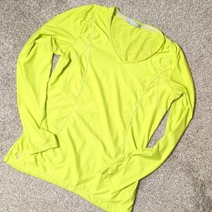 Athleta Women's Large Tall: Long-Sleeve V-Neck Active Top - Neon Yellow